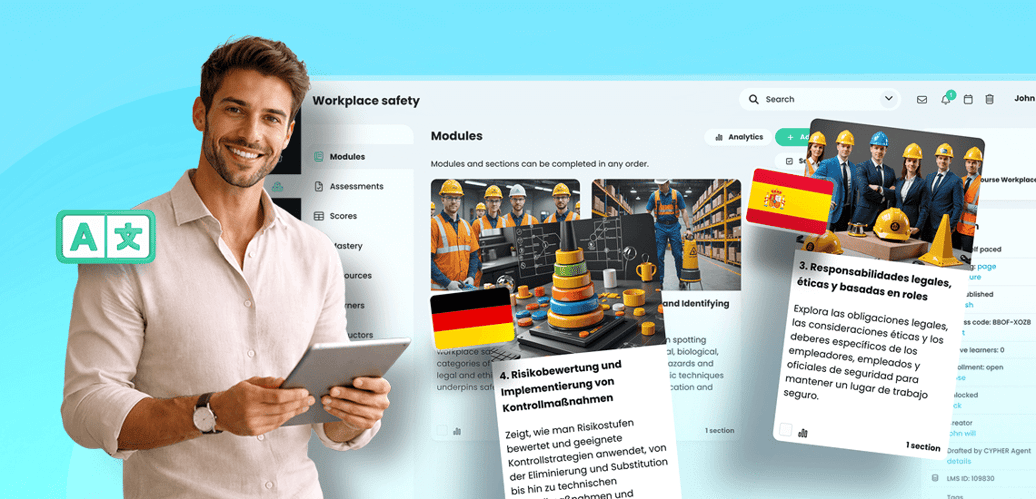 Which LMS supports multilingual support for large enterprises?