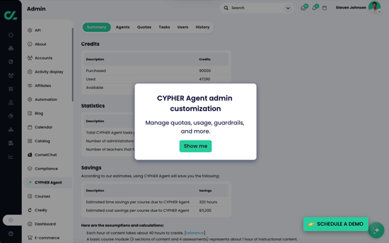 CYPHER Agent admin customization