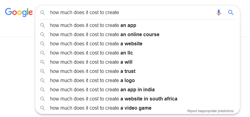 How much does it cost to create...