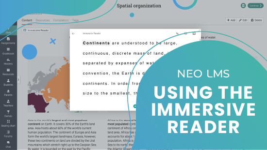 Using the Immersive Reader in NEO LMS